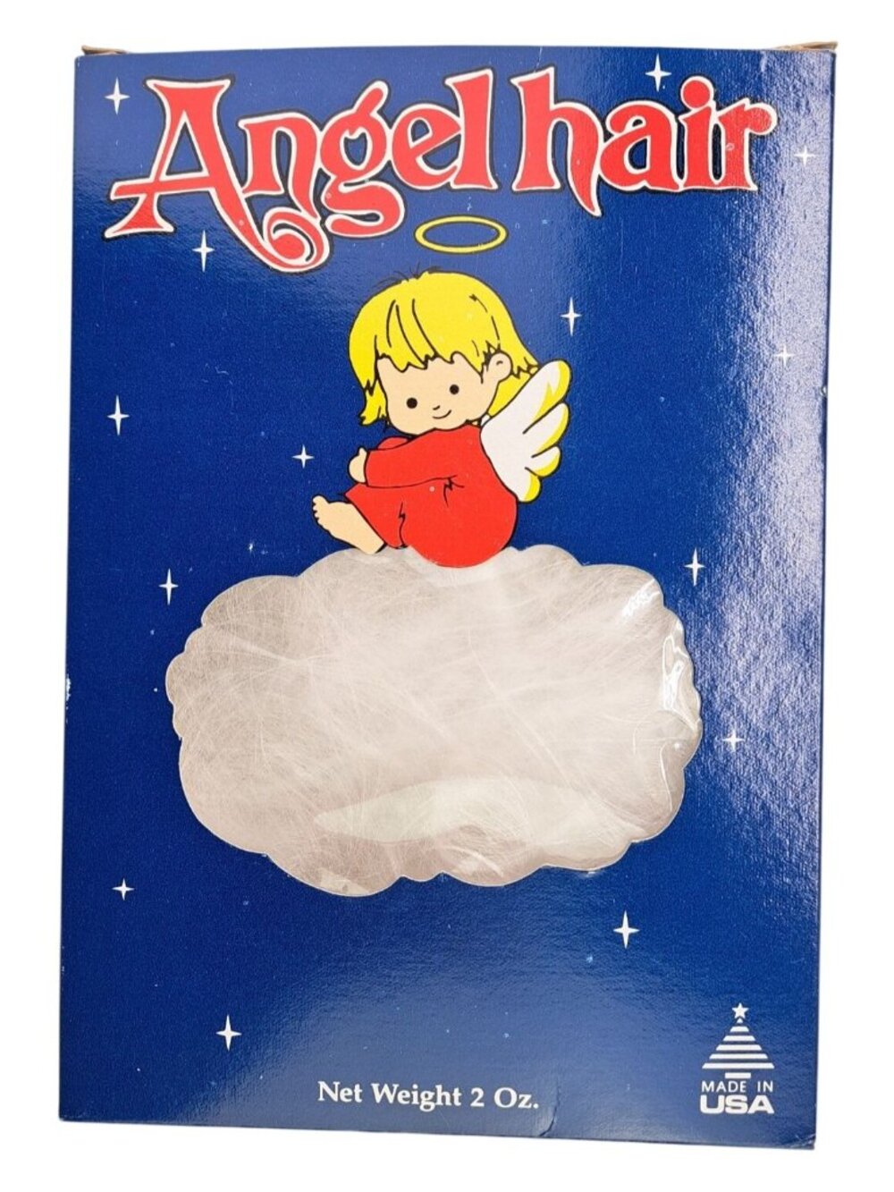 Vintage Angel Hair Spun Glass Christmas Decoration Snow Union Wadding Co USA New